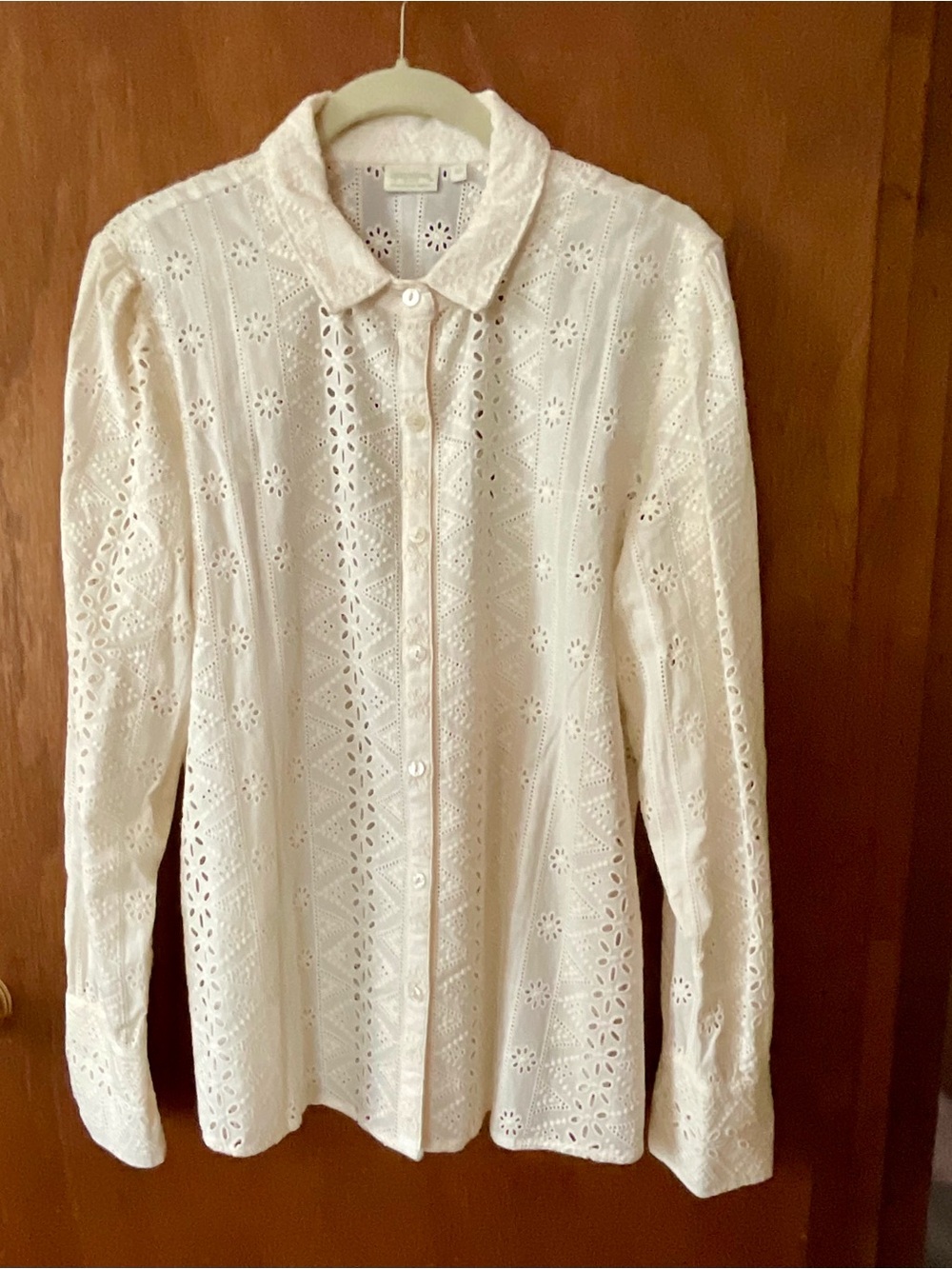 Spartina 449 White Eyelet Button-Up Blouse